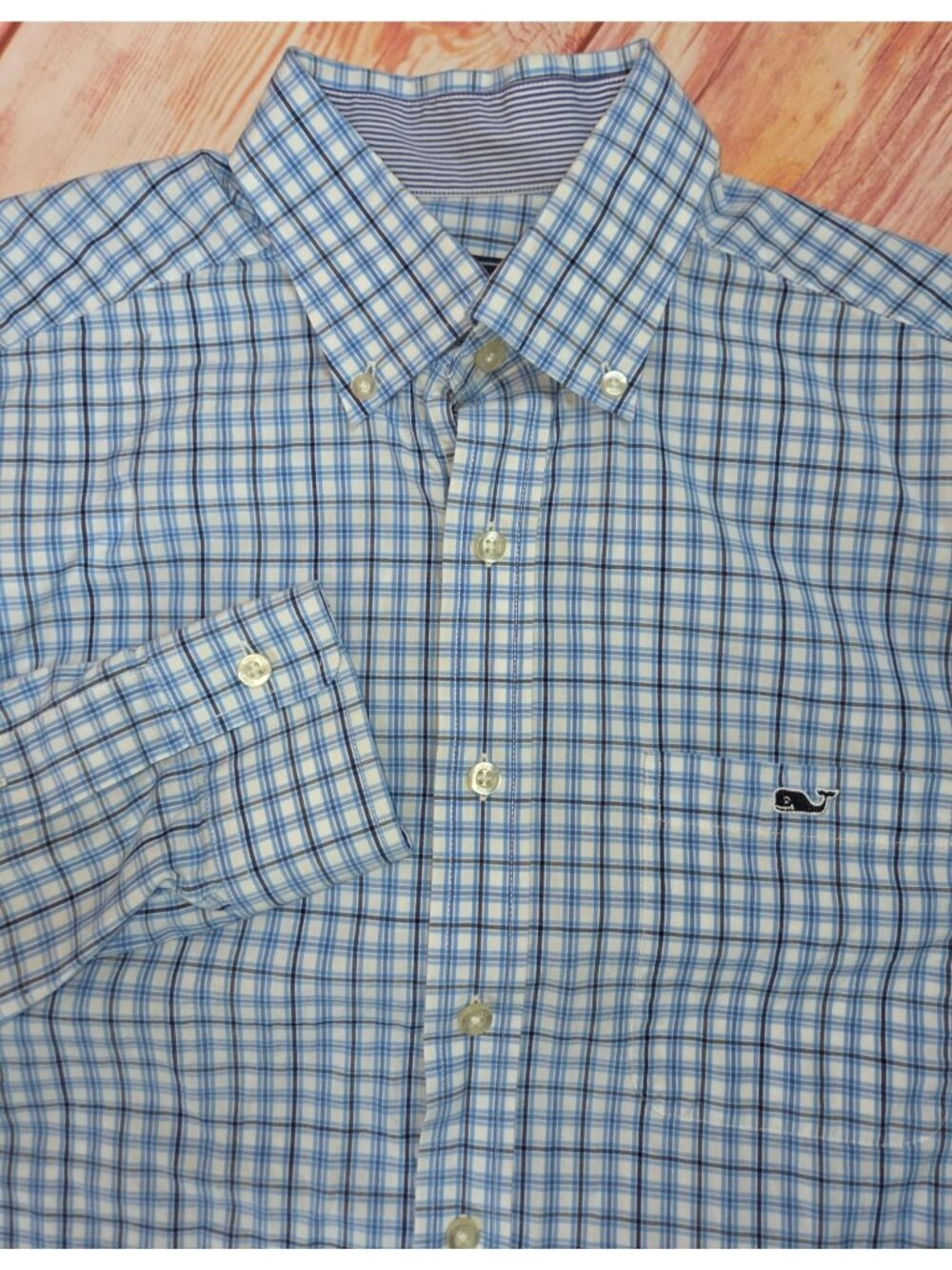 Vineyard Vines Slim Fit Blue Check Tucker Shirt Medium